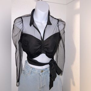 Black cross body top